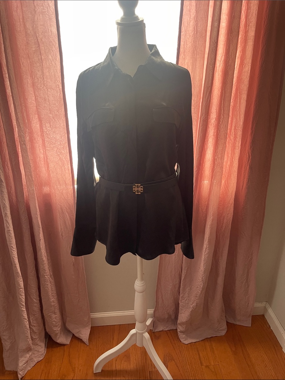 Zara SL Black Button-Up Shirt - Classic Collared Shirt PTP21 L26 NWT 💯 viscose